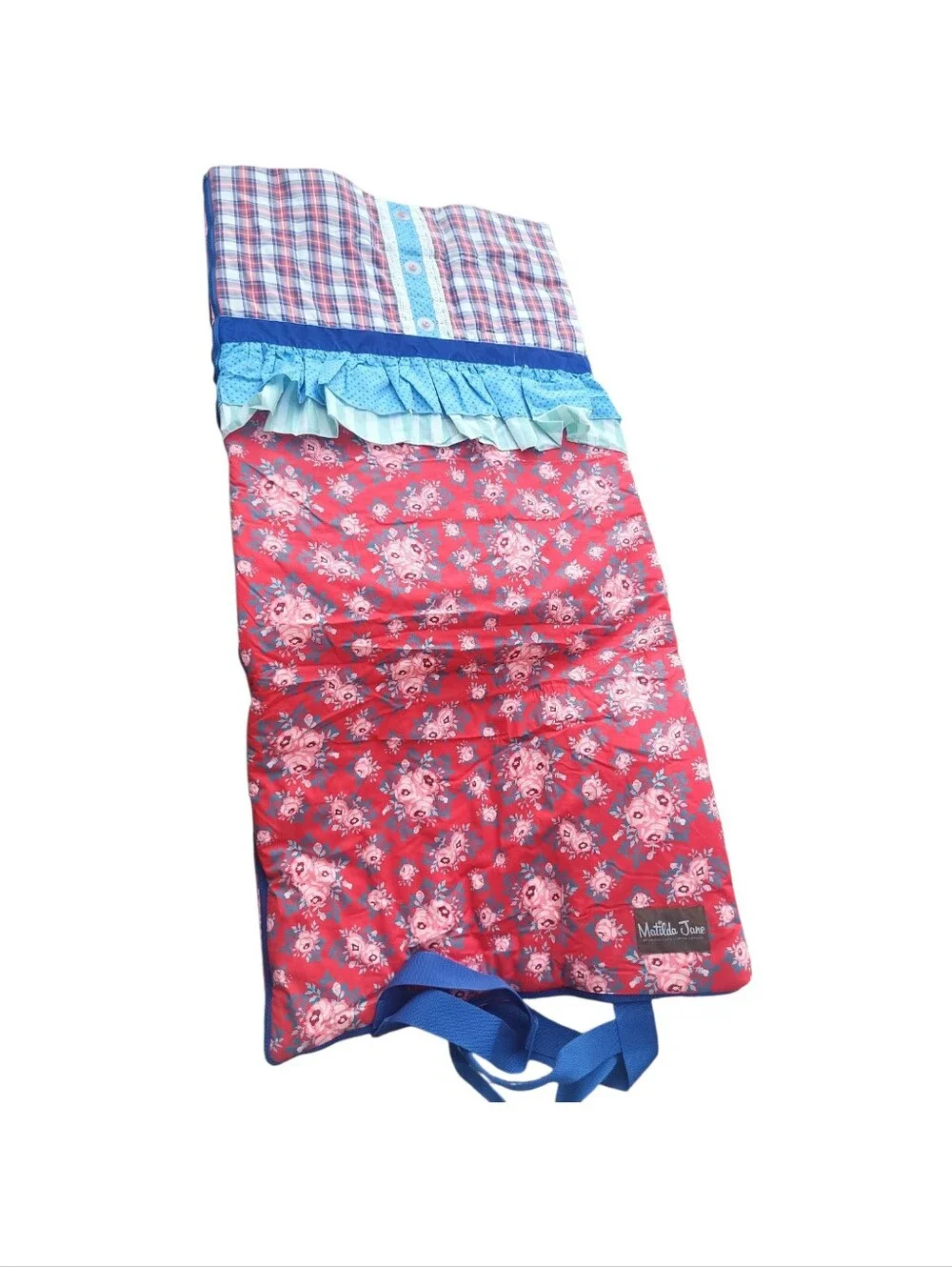 NWT Matilda Jane Bed Of Roses Cotton Floral Plaid Roll Up Sleeping Bag